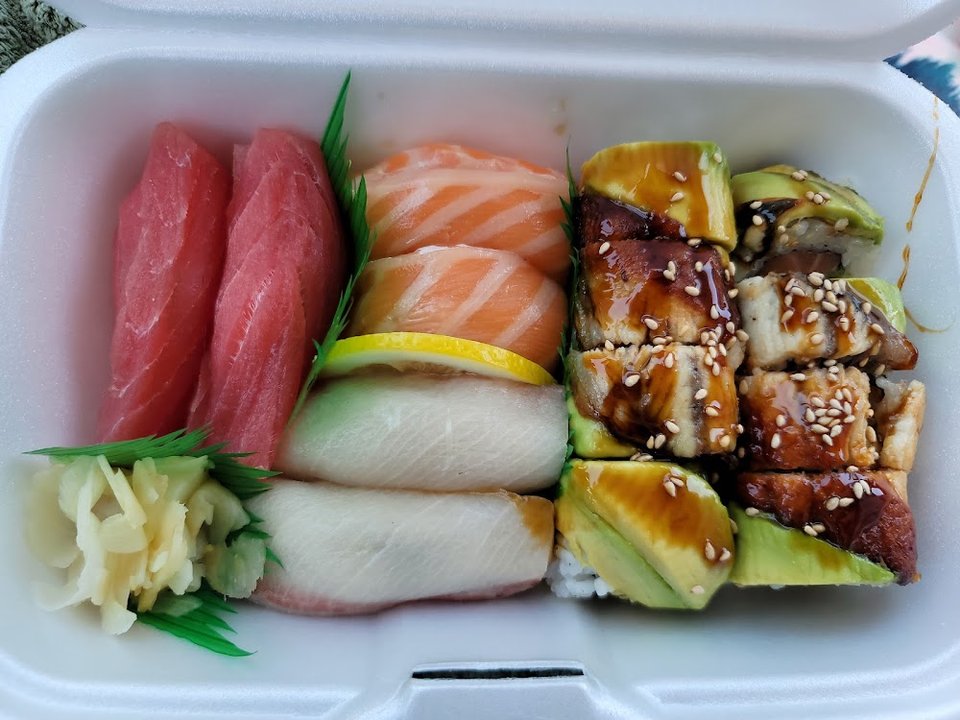 Tuna Salmon and Yellowtail with Custom Roll